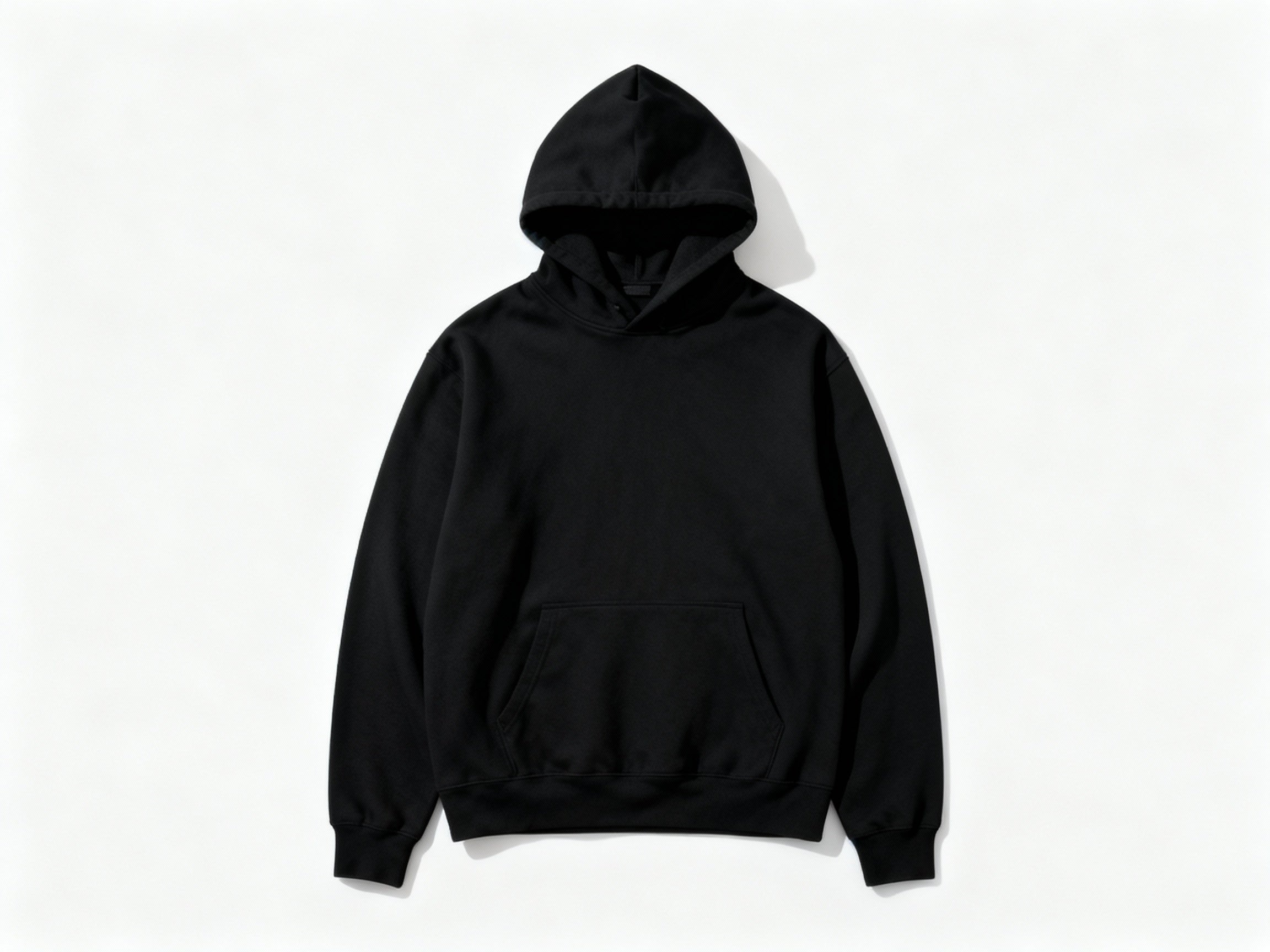 Premium Plain Black Hoodie - Cotton Fleece